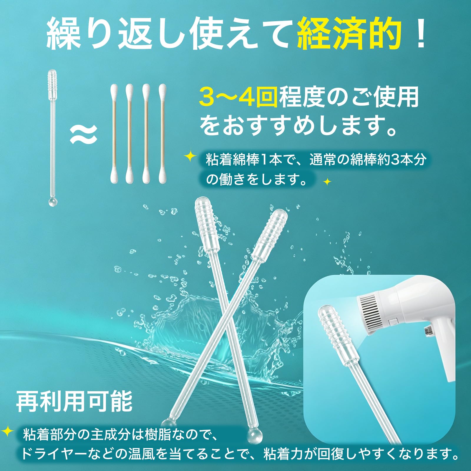 Amazon.co.jp: 耳かき 粘着綿棒【 1本2役&ダブルヘッド耳かき 】耳かき